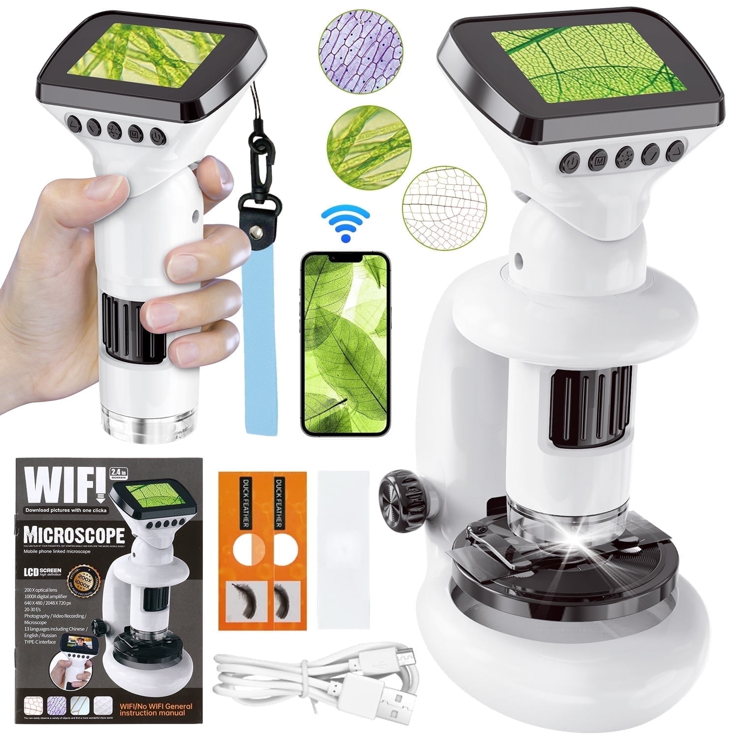 UUSUOO Microscope for Kids,Beginner STEM Microscope Kit,Educational Toys Birthday Gift for Kids Age 5 6 7 8+