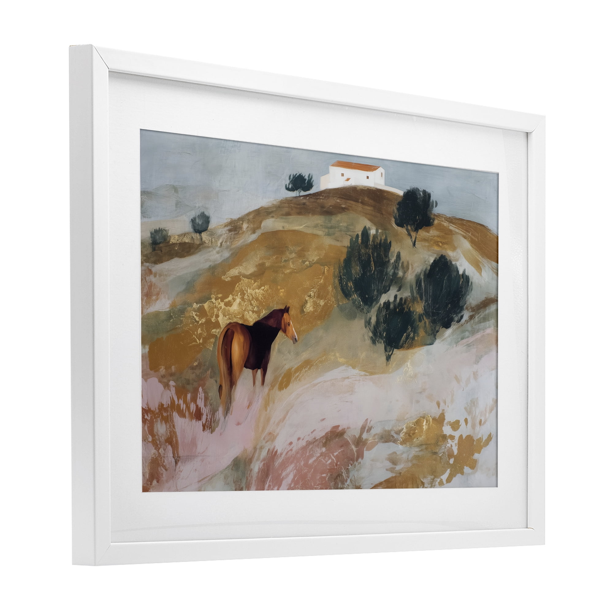 Stupell Industries Horse in Tuscan Countryside White Framed Print Under Glass, design by Chromatic Storm Studio