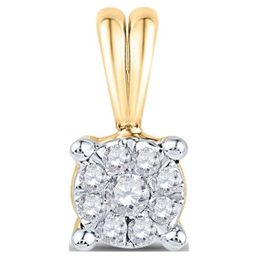 10kt Yellow Gold Womens Round Diamond Cluster Pendant 1/10 Cttw