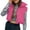 Hot Pink, variant on Women's Trendy Zipper Turn Down Collar Short Length Solid Colored Sleeveless Puffer Jacket Coat Casual Winter Crop Outerwear Gilet Coat