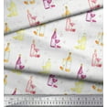 thumbnail image 2 of Soimoi White Cotton Duck Fabric Bottle & Wine Glass Bar Print Fabric by the Yard 44 Inch Wide, 2 of 3
