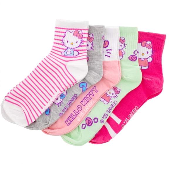 Hello Kitty Purple Assorted Quarter Socks, 5-pack