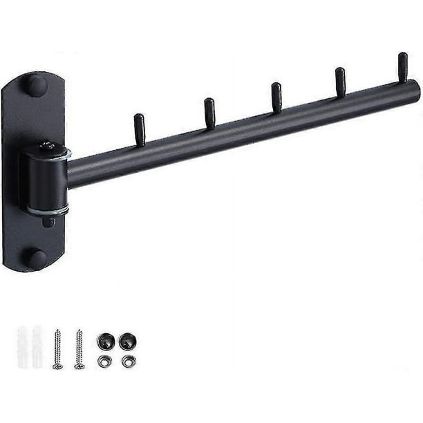 Stainless Steel Clothes Hanger With Swing Arm Support Bars Wall Mounted Hanger Holder With 5 Clothes Hooks