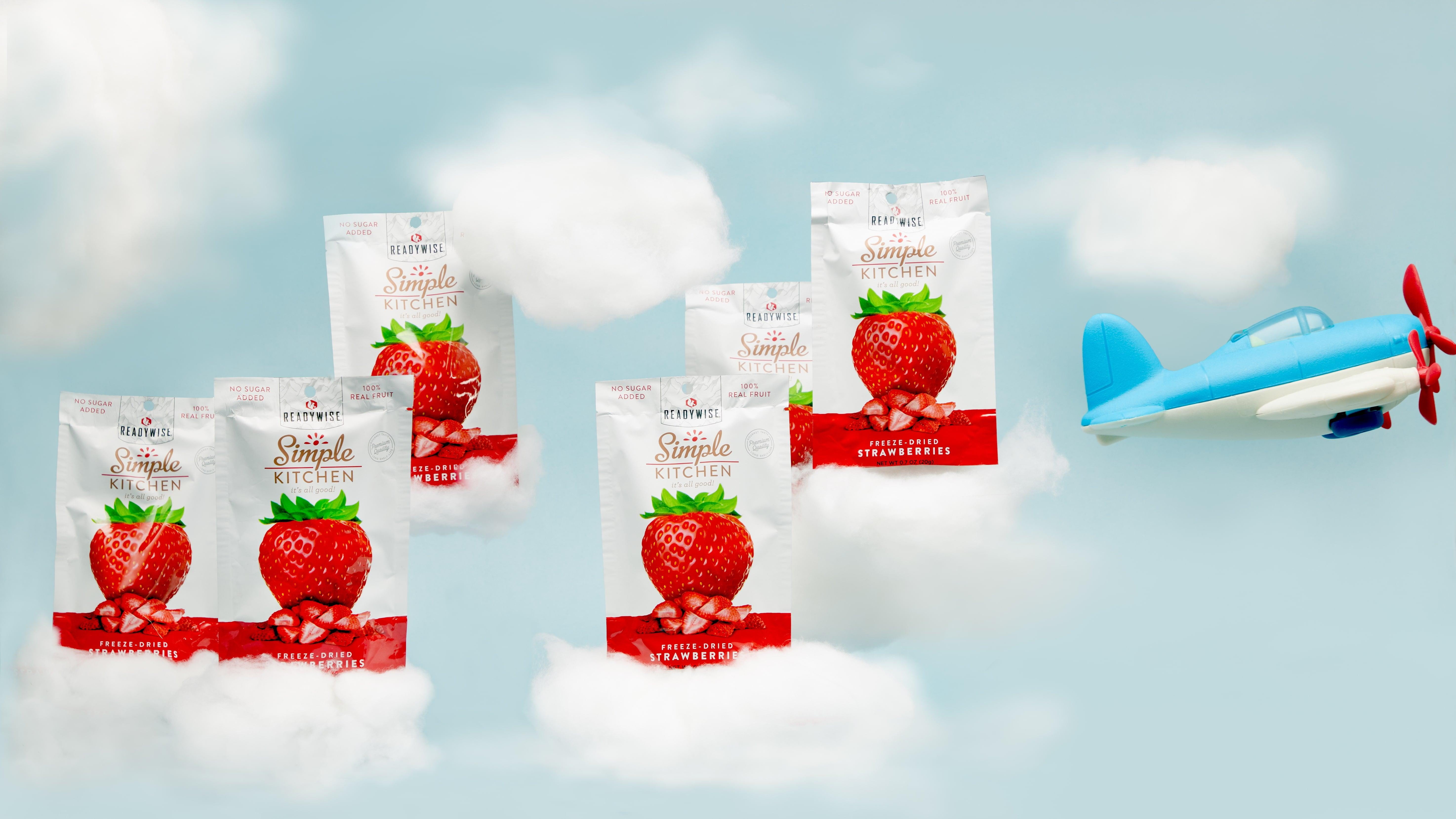 ReadyWise Simple Kitchen Freeze-Dried Sliced Strawberries, 0.7 Ounce, 6-Pack
