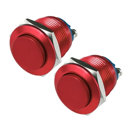 

2PCS Flame Retardant Metal Red Waterproof 16/19/22mm Self-reset Push Button Switch Screw Foot 16MM HIGH HEAD