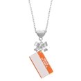 thumbnail image 2 of Delight Jewelry Acrylic Orange "Hello" Name Tag Silver tone Bow Heart Necklace, 2 of 4