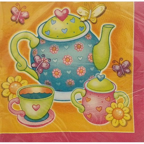 Various 'Tea For You' Disposable Multicolor Party Napkins, 16 Count