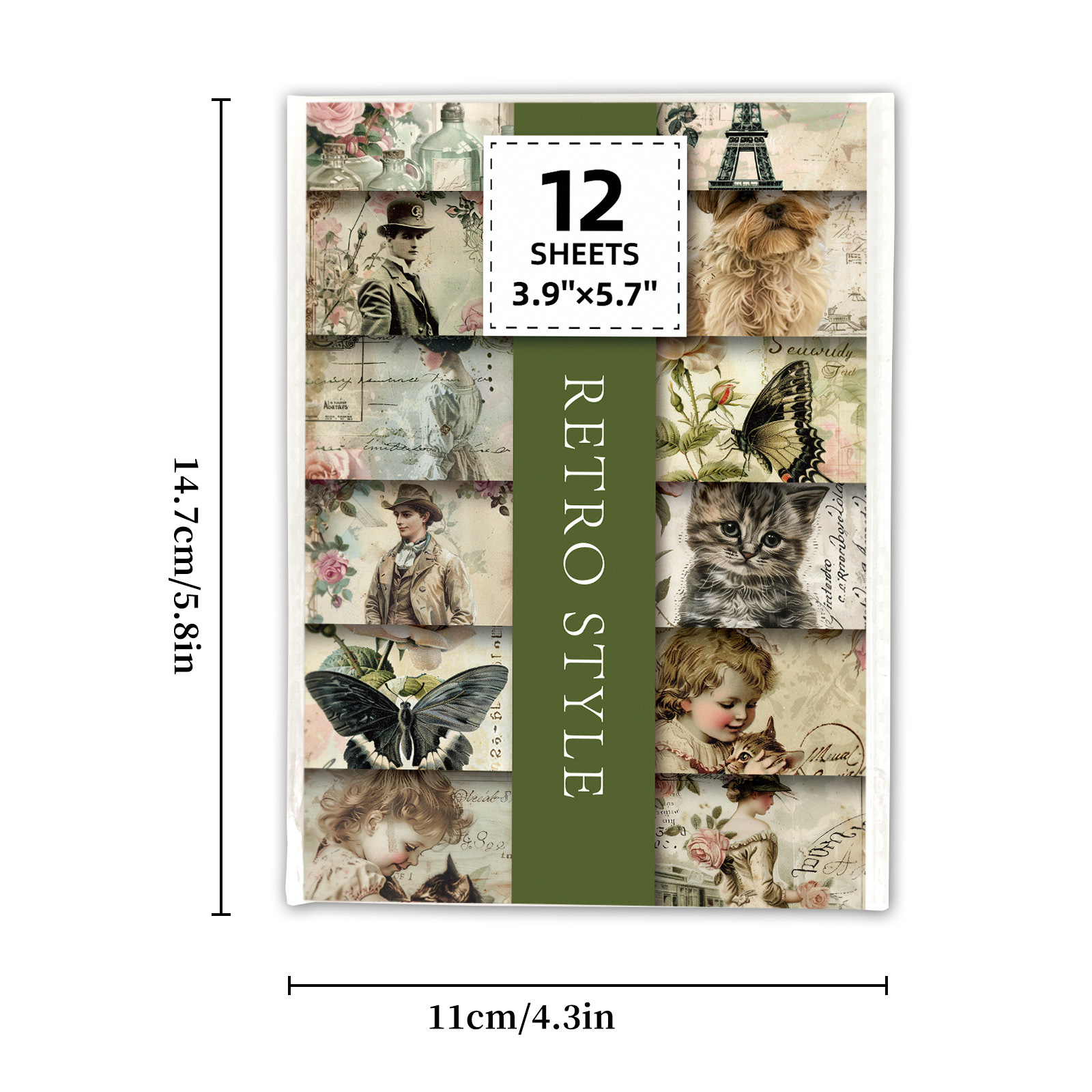 Medieval English Romance City Theme Paper - 12 Sheets French Vintage Background for Scrapbooking and Journals