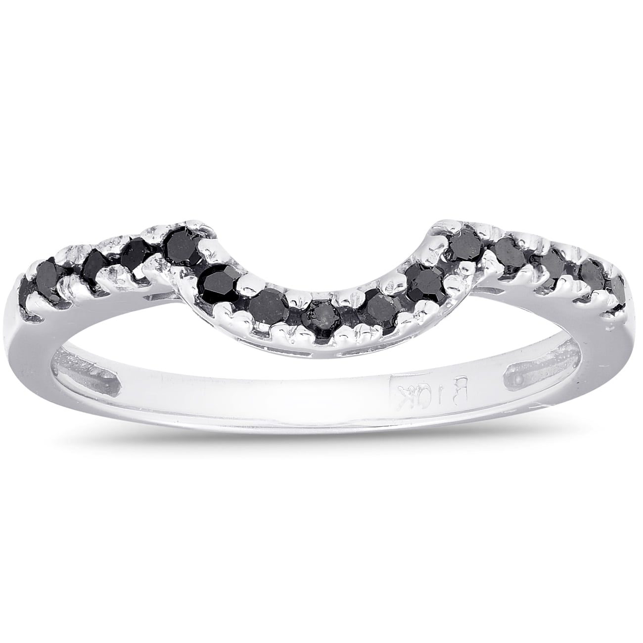 Pompeii 1/4ct Black Diamond Curved Ring 14k White Gold (Black,)