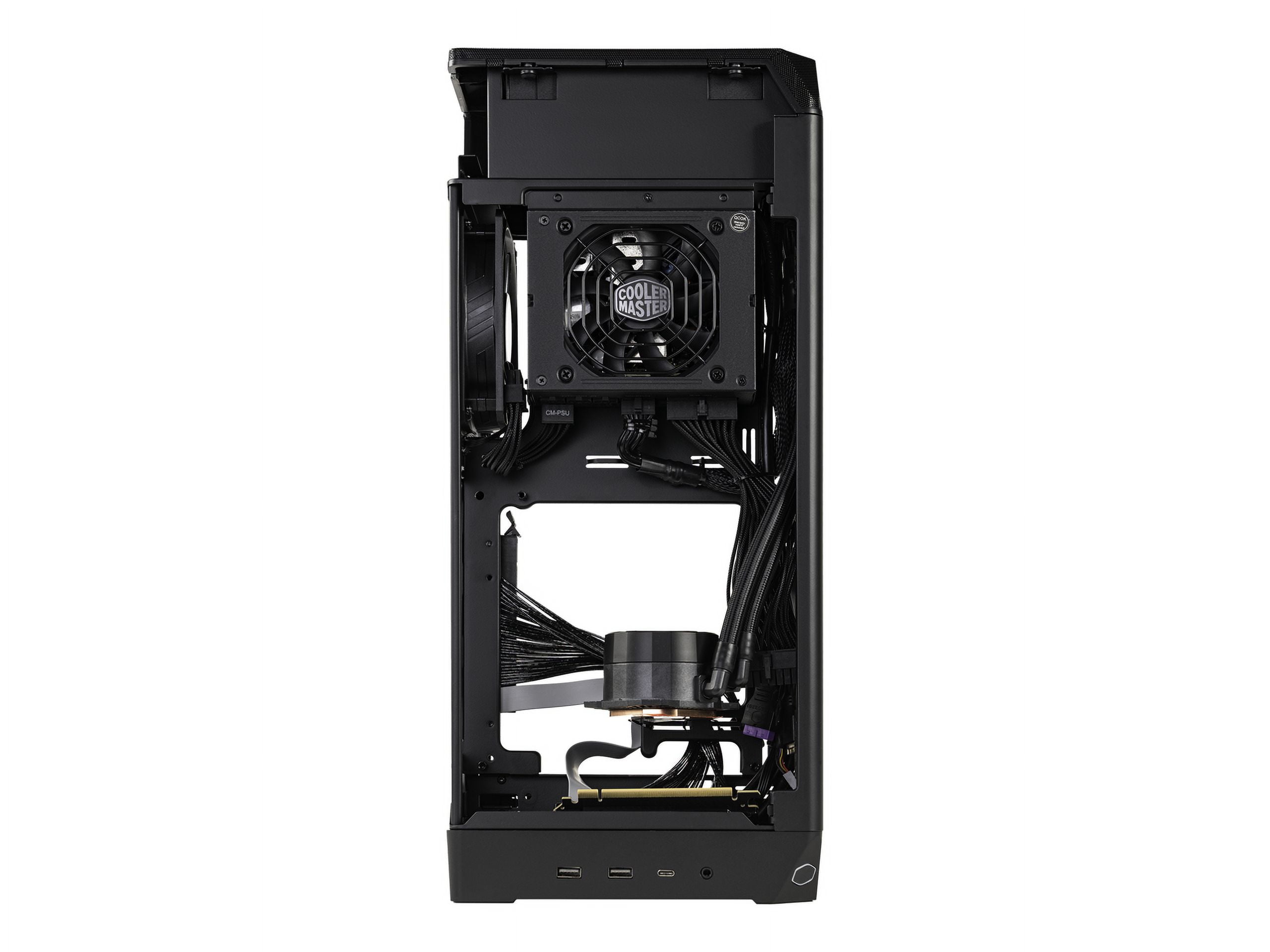 Cooler Master NCORE 100 MAX ITX SFF Tower Case, Custom 120mm AIO, 850W SFX Gold ATX3.0 PSU, 4 Slot GPU, Vertical Mount GPU, PCIe 4.0 Riser, Anodized Aluminum, USB Type C (NR100-MNNN85-SL0)