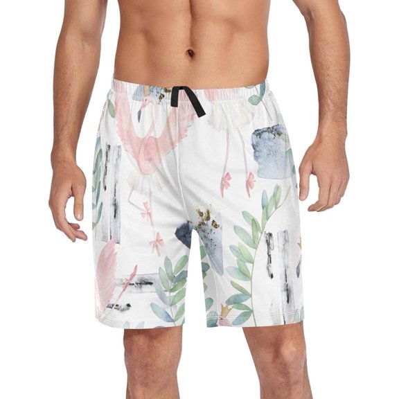GZHJMY Flamingo Pajama Pants Short for Men, Lounge Pants Lightweight Men Pajama Bottoms with Drawstring Pockets, Christmas New Year Birthday Gifts, X-Large