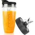 thumbnail image 1 of Juego De Repuesto De Vasos De Licura y Cuchilla, 3 Piezas Repuesto, 1 Vaso Original 24oz Incluye Tapa, 1 Cuchilla Extractor 7 Aletas, Compatible Piezas de Aspas Licura Ninja, 1 of 1