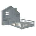 thumbnail image 6 of Harper & Bright Designs Full Size House Bed with Storage Shelves for Boys Girls, Wood Full Platform Bed with USB Port Sockets Window and Drawers, Gray, 6 of 12