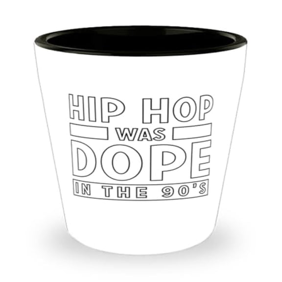 Retro 90's Hip Hop Enthusiast Rapping Shot Glass, Unique MC Gift, Mini Glassware, 1.5oz Cup, Ideal for Music Lovers