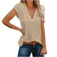 thumbnail image 2 of Wiyuqeen Summer Cap Sleeve Tops for Women Basic Solid Color V Neck Short Sleeve Shirts Trendy Loose Casual Going Out Blouses S-XL, 2 of 6
