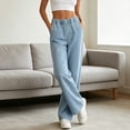 thumbnail image 6 of VBVC Women's Wide Leg Jeans with Pockets , Elastic Waist Pull On Denim Pants For Women, XS-XL, 6 of 6