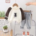 thumbnail image 4 of Ugoldhm Baby Boys Fall Outfits Set Button Down Shirt, Print Top and Jean Fashion 3 Piece Set, 4 of 4