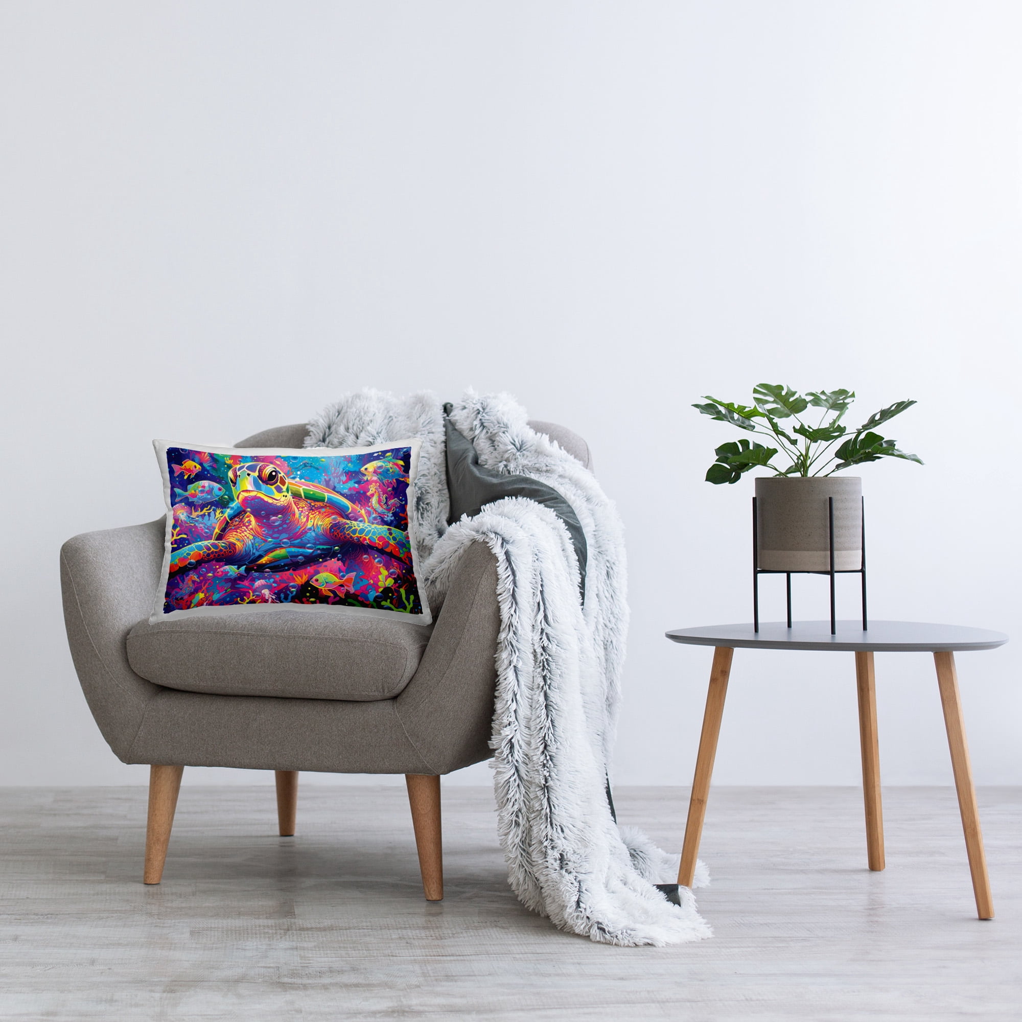 Stupell Industries Bold Hued Tortoise Decorative Printed Throw Pillow Design by Michael David Ward