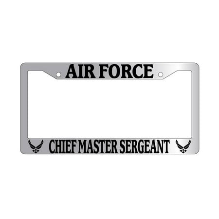 Chiefs Plastic License Plate - Air Force Chief Master Sergeant Chrome Plastic License Plate Frame
