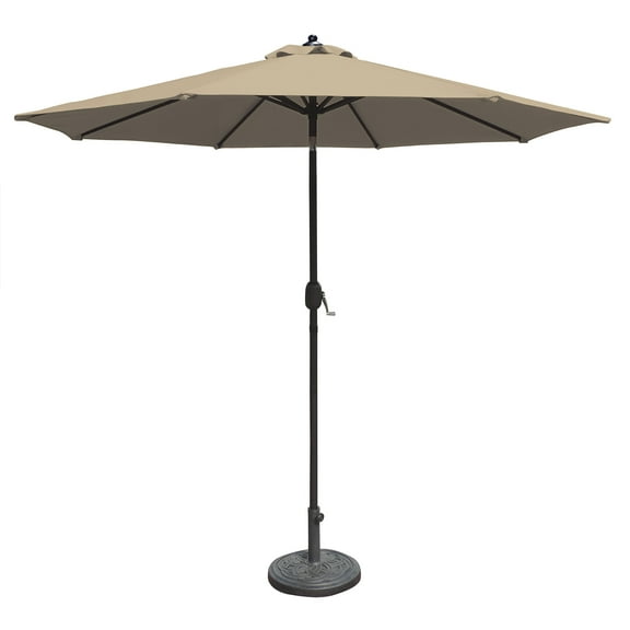 Island Umbrella Mirage 9-ft Octagonal Market Umbrella - Auto-Tilt with Beige Sunbrella Canopy