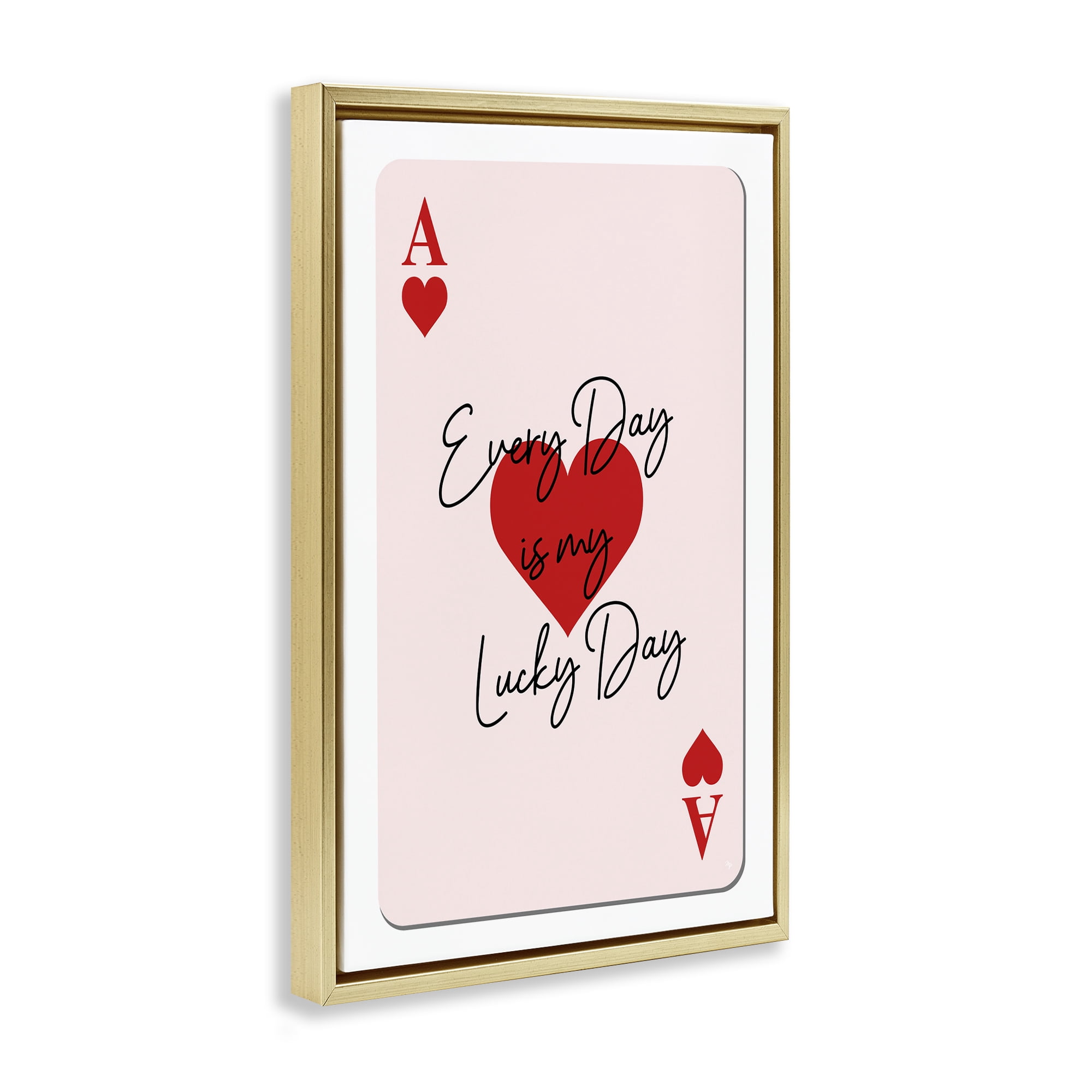 Stupell Industries Lucky Day Card Design Entertainment Painting Gold Floater Framed Canvas Art Print Wall Art, 17 x 25