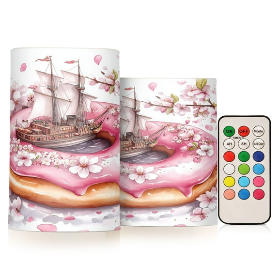 BZSMCE Flameless Candles LED Lights Doughnu with Ship Creativity Battery Candles