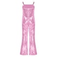 thumbnail image 2 of Haitryli Girls Shiny Sequins Bell Bottoms Dance Jumpsuit Carnival Party Movie Character Roleplay Fancy Dress Pink 12, 2 of 5