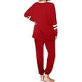 thumbnail image 5 of UKAP Women Long Sleeve 2Piece Workout Jogging Suit Casual Loose Sweat Suit Athletic Track Suit Loose Blouse Tops and Drawstring Trousers Pants Red XXL, 5 of 5
