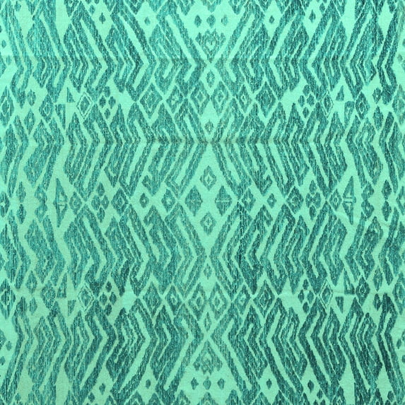 Ahgly Company Machine Washable Indoor Square Abstract Turquoise Blue Modern Area Rugs, 4' Square