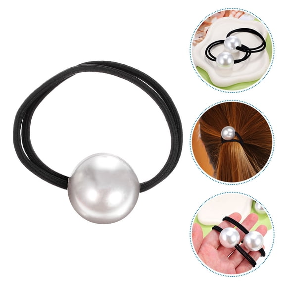 PENIKOKO 4Pcs French Hair Bands Elastic Ponytail Holders with Fashionable Grey Decoration