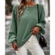 thumbnail image 2 of Sudadera con cuello redondo para mujer, moda informal, holgada, manga farol, retales, jersey para mujer, Tops para otoño invierno, verde L, 2 of 6