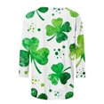 thumbnail image 5 of Craaazy Women's St Patricks Day Clothes with Irish Clover Prints Crew Neck 3/4 Sleeve Shirts, 5 of 6
