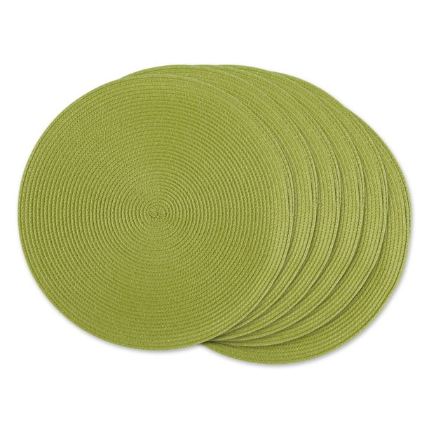 DII Avocado Green Round PP Woven Placemat Set of 6