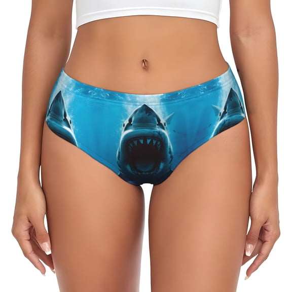 Womens Underwear - Open-Mouthed Shark No Show Seamless Underwear for Women, Stretch Women's Panties, Hipster Soft Comfort Ladies Panties Bikini Underwear Briefs