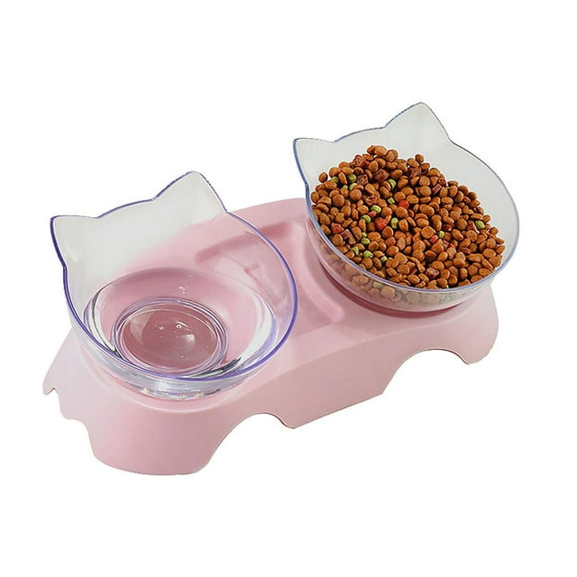 Langgg PP Pet Feeder With Double Bowls Durable For Long-lasting Space-saving Easy To Clean Cat Feeder