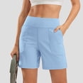thumbnail image 4 of vigerkar High-Waisted Athletic Shorts for Women - 6" Inseam with Pockets, Soft Fabric for Running, Walking & Yoga (Sky Blue, XXL), 4 of 7