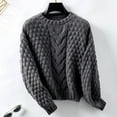 thumbnail image 5 of HAiming Hollow out Knitted Sweater for Women Long Sleeve Crewneck Retro Casual Loose Lightweight Pullover Jumper Tops, 5 of 6
