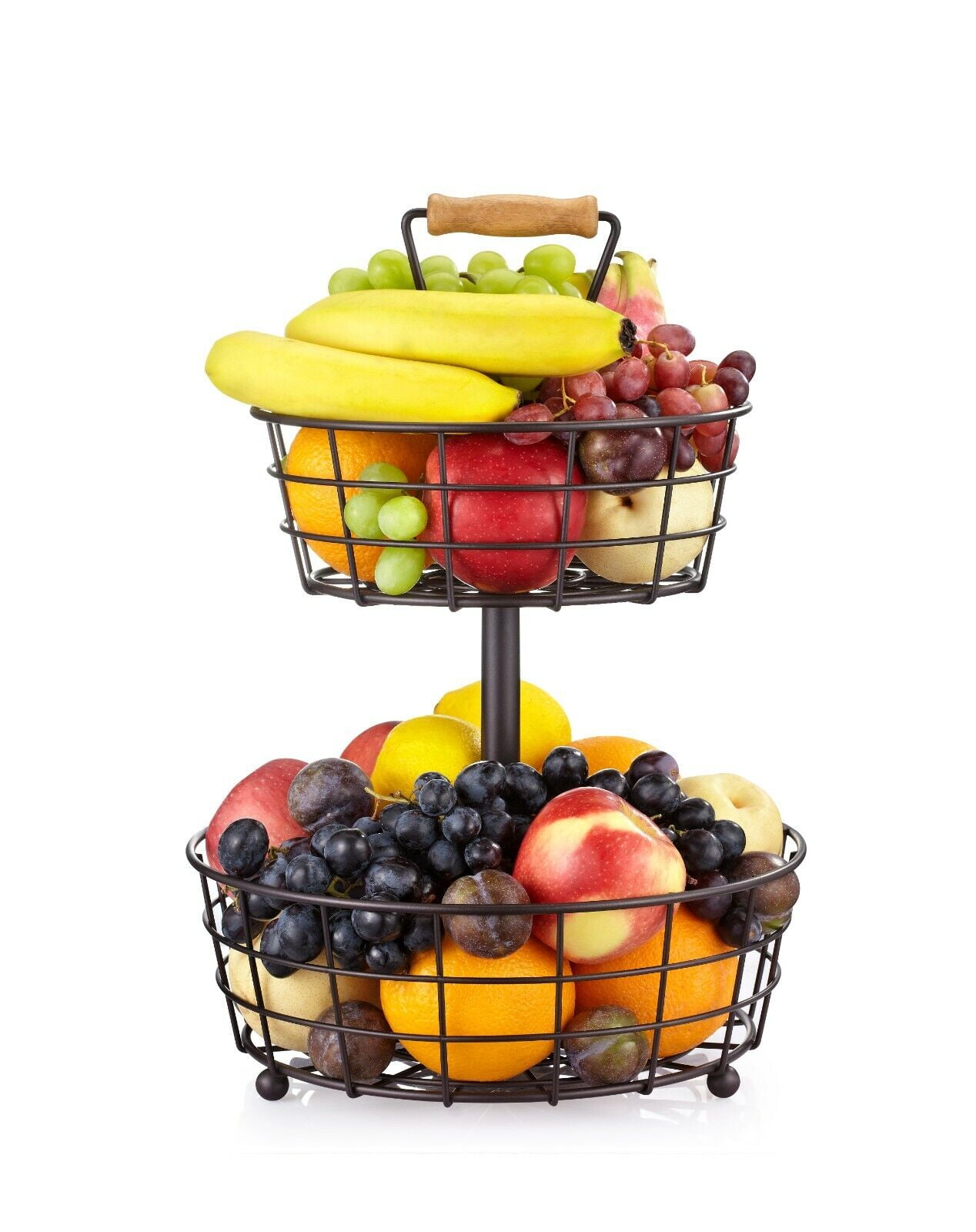 2 Tier Fruit Basket Vegetable and Grocery Countertop Rack (Matte Black