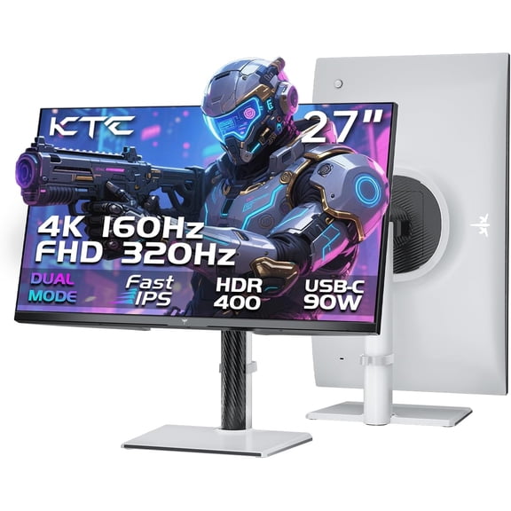 Restored KTC 27" H27P6 4K Gaming Monitor, Dual Mode UHD 160Hz & FHD 320Hz, HDR400, Adaptive Sync, 90W Type-C, HDMI 2.1 & DP 1.4, Height Adjustment PC Monitor, VESA, KVM Support (Refurbished)