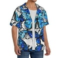 thumbnail image 2 of Goofa Blue and White Butterflies Printed Men's Casual Short-sleeved Shirt,Lightweight Breathable Button-down,Summer Casual men's top,Versatile Fashion shirt-4X-Large, 2 of 7