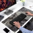 thumbnail image 6 of Desk Mat, Large Extended Gaming Mouse Pad XXL, Full Desktop Pad Black Grey Marble Stitched Edges Desk Pad Keyboard Mat for Computer, Laptop, Wireless Mouse, Men Mouse Mat 31.5x15.7 Inchs, 6 of 6