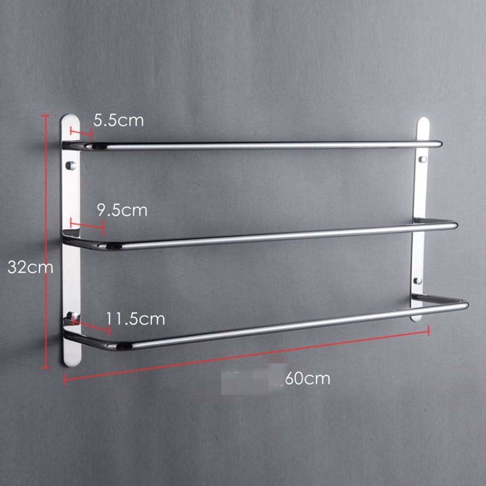 Kepooman 3-Tiers Bath Towel Bar, Towel Rack Towel Bars, Stainless Steel Towel Rack Luxury, Silver Kepooman 3-Tiers Bath Towel Bar, Towel Rack Towel Bars, Stainless Steel Towel Rack Luxury, Silver