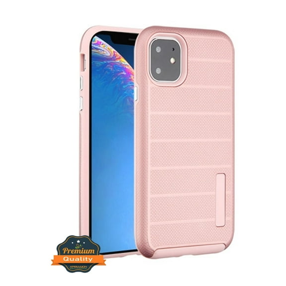 Apple iPhone 11 Phone Case [Shockproof] Drop-Protection Hard PC Soft Hybrid Impact Heavy Duty 2 Layers Body Protective Textured Anti Slip Armor Rubber Rugged TPU Cover ROSE GOLD for Apple iPhone 11