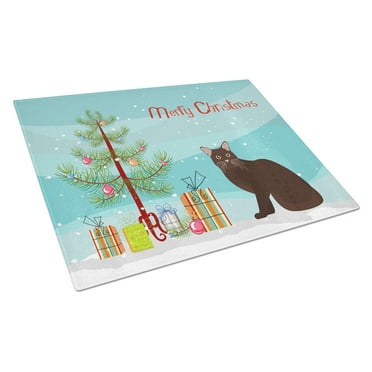 Carolines Treasures CK4754LCB Burmese 2 Cat Merry Christmas Glass Cutting Board Large, 12H x 16W, multicolor