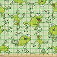thumbnail image 2 of Ambesonne Cartoon Fabric by the Yard Upholstery, Frogs Dragonflies, 10 Yards, Pale Green Apple Green, 2 of 5