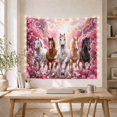 thumbnail image 5 of Five Horses Charging Through Water with Cherry Blossoms Majestic Fantasy for Nature Lovers Wildlife Wall Art Housewarming Gift Tapestry Wall Hanging for Bedroom and Living Room, 5 of 7