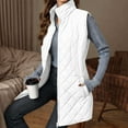 thumbnail image 5 of YOIAVAIOY Puffer Vest Womens Lightweight Quilted Jacket Stand Collar Zip Up Sleeveless Mid-length Down Vests White M, 5 of 10