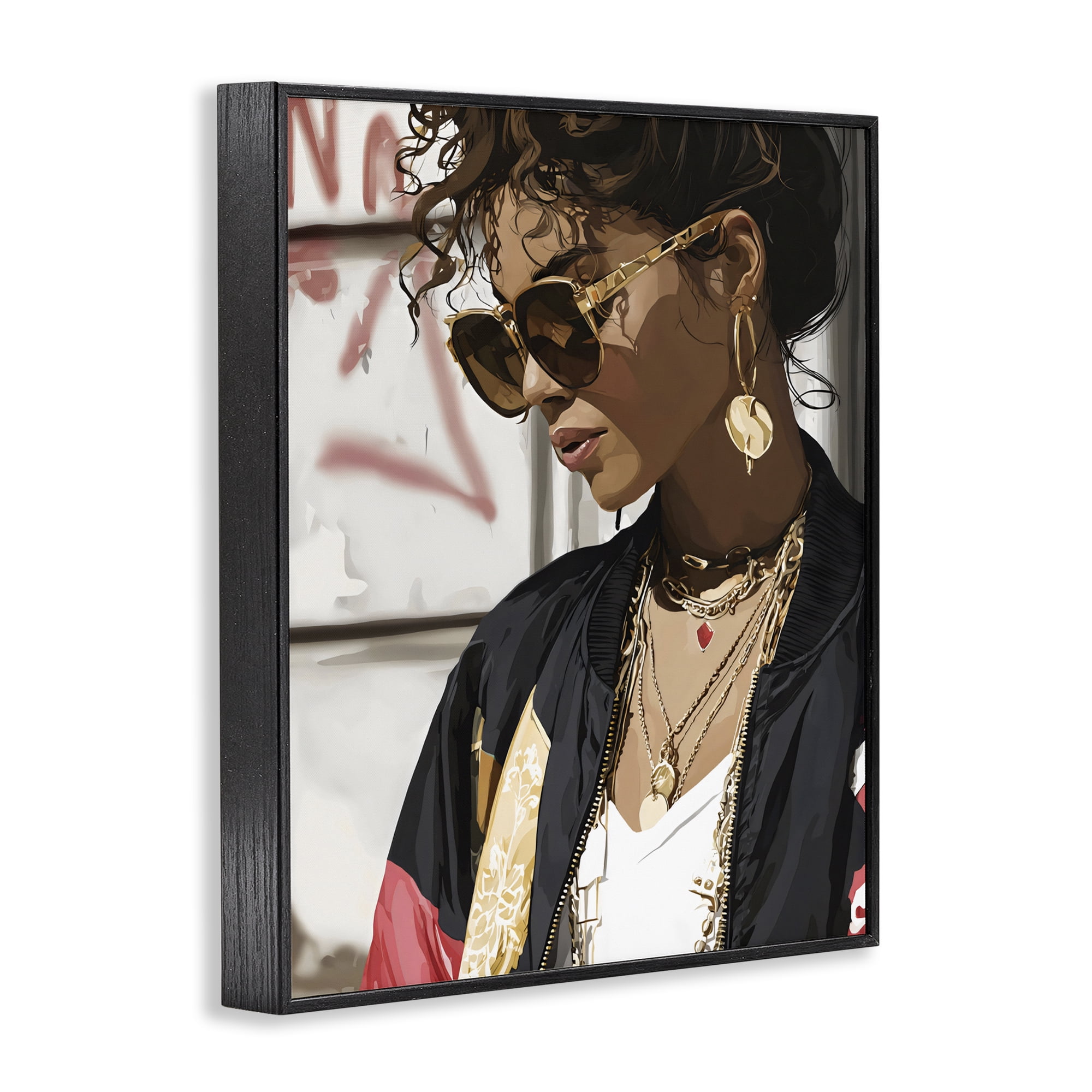 Stupell Industries Woman in Sunglasses With Jewelry Black Framed Giclee Art, design by Franklyn Gregory