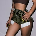 thumbnail image 2 of Aayomet Shorts en Lin pour Femmes Rayé Taille Haute Shorts (Marron, TG), 2 of 4