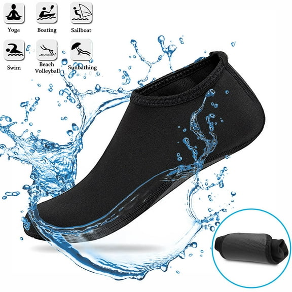 Beach Shoes,Water Shoes,Women's Men's Outdoor Beach Swimming Aqua Socks Quick-Dry Barefoot Shoes Surfing Yoga Pool Exercise,Black,M